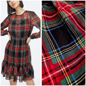 New J CREW Cinched-waist dress in Stewart tartan XL